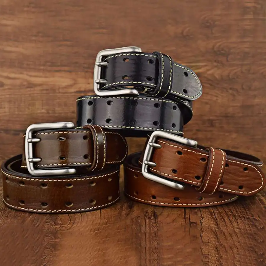 Men's Contrast Stitch Leather Belt