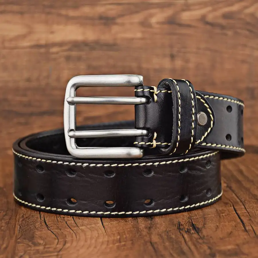 Men's Contrast Stitch Leather Belt