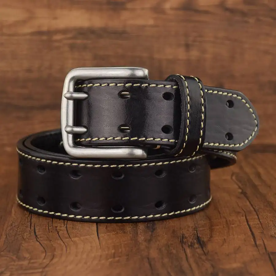 Men's Contrast Stitch Leather Belt