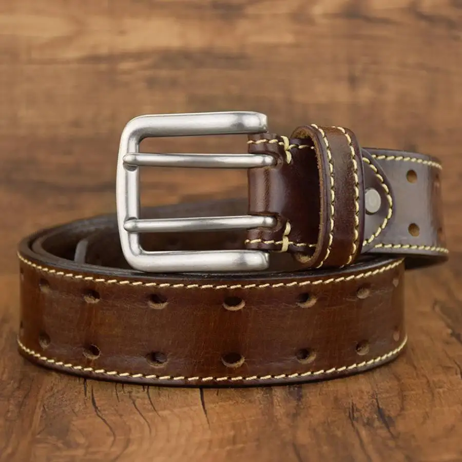 Men's Contrast Stitch Leather Belt