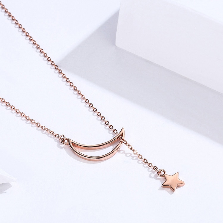 Silver Moon and Star Necklace