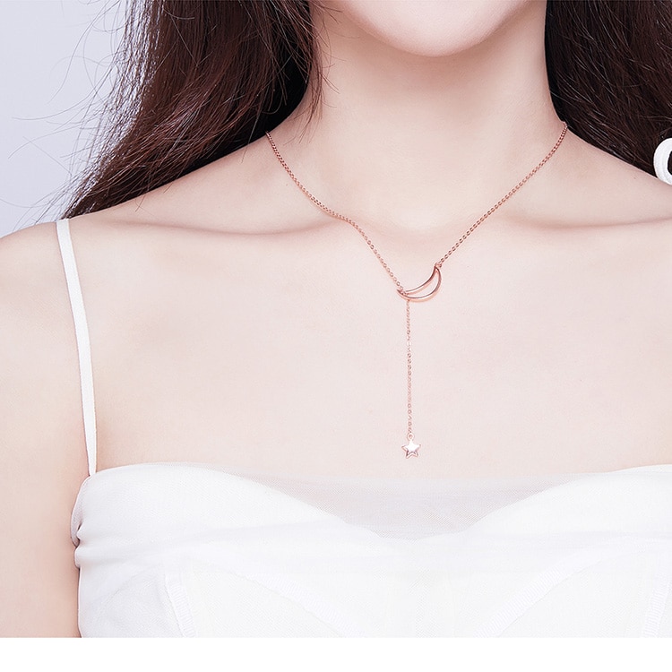Silver Moon and Star Necklace