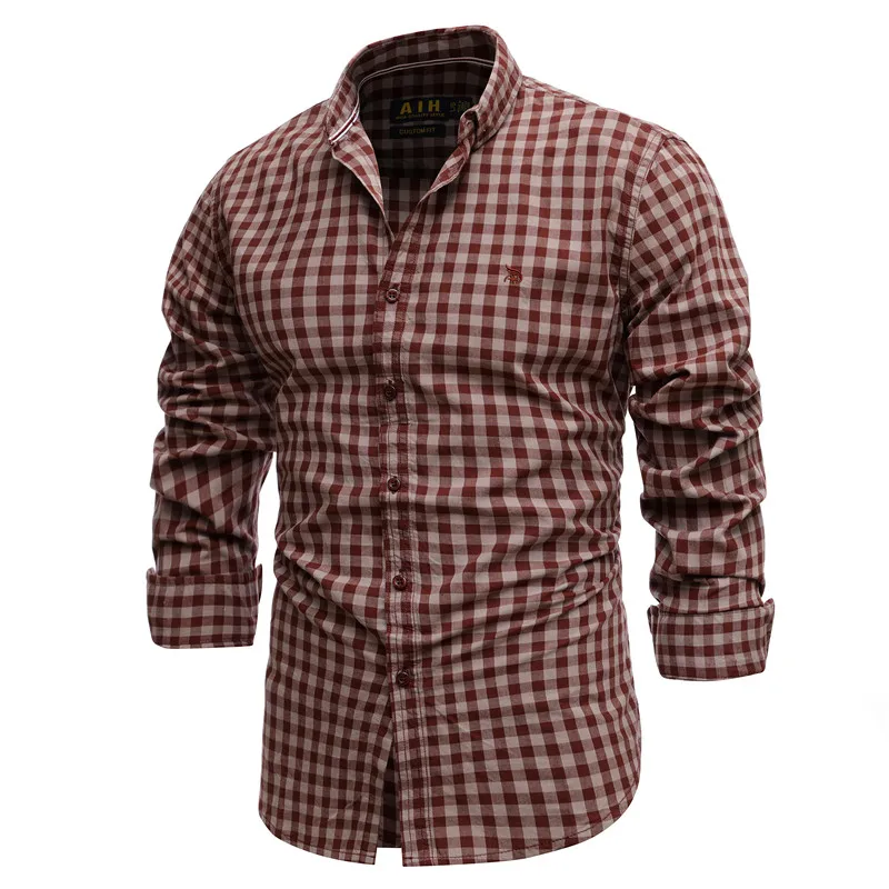 Men's Casual Cotton Plaid Patterned Shirt