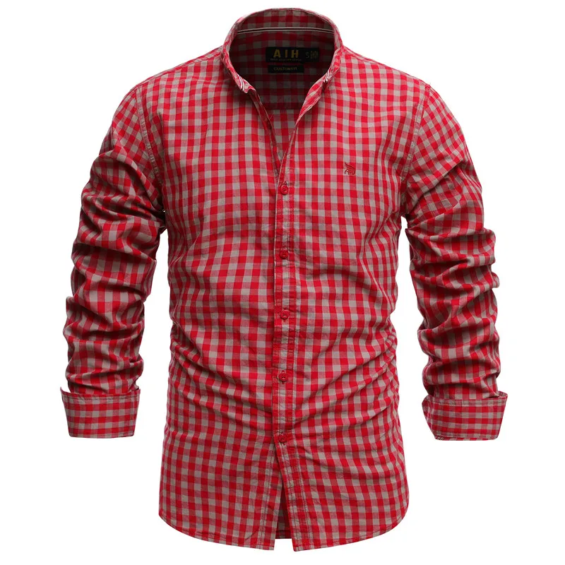 Men's Casual Cotton Plaid Patterned Shirt